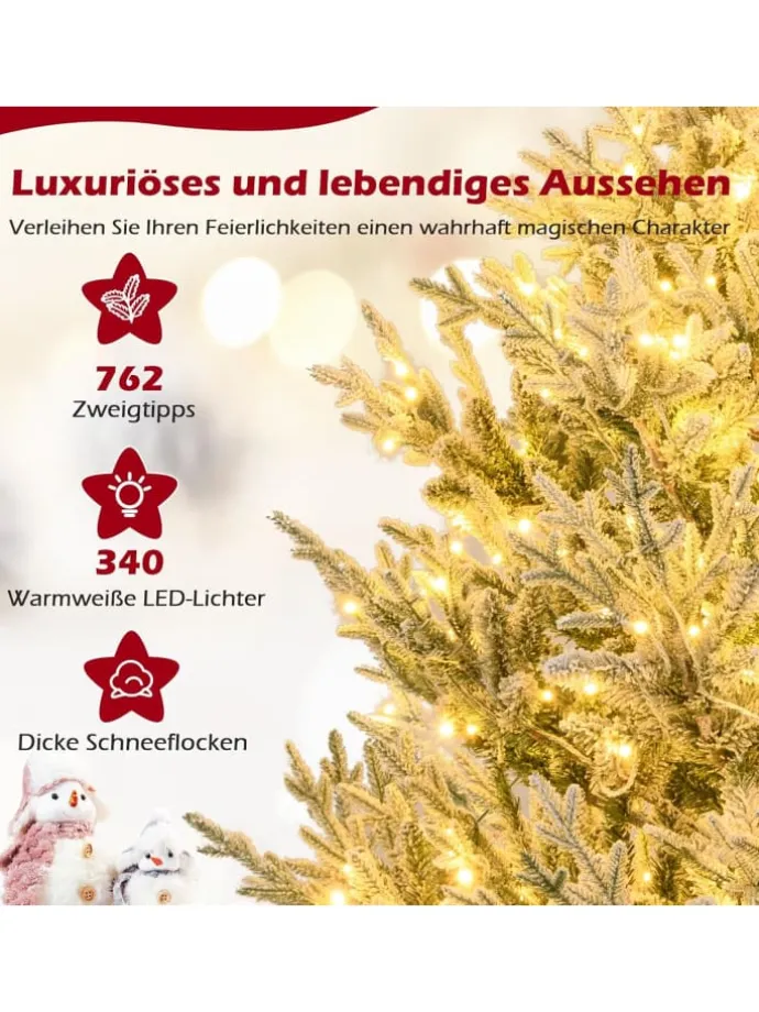 180 cm Künstlich Weihnachtsbaum mit LED Beleuchtung in Grün