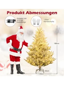 180 cm Künstlich Weihnachtsbaum mit LED Beleuchtung in Grün