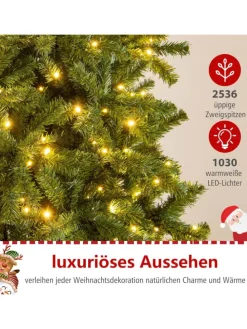 360 cm Künstlicher Weihnachtsbaum mit Beleuchtung in Grün