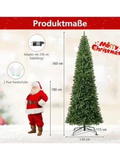 360 cm Künstlicher Weihnachtsbaum mit Beleuchtung in Grün
