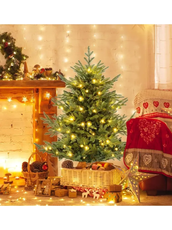 135 cm Künstlicher Weihnachtsbaum mit Beleuchtung in Grün