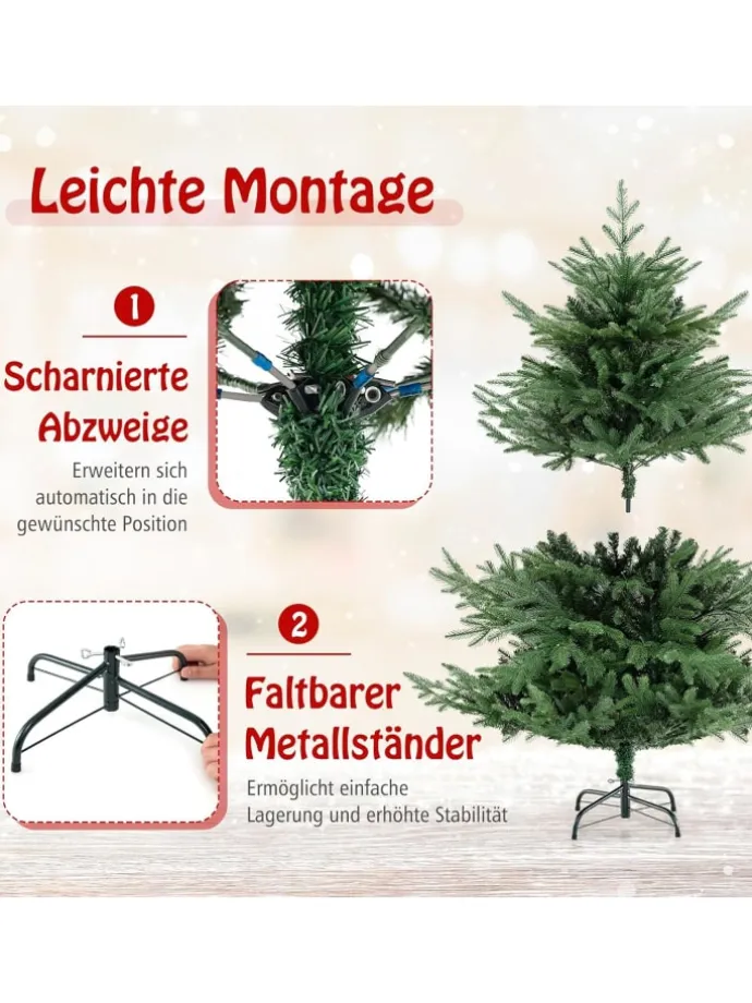 135 cm Künstlicher Weihnachtsbaum mit Beleuchtung in Grün