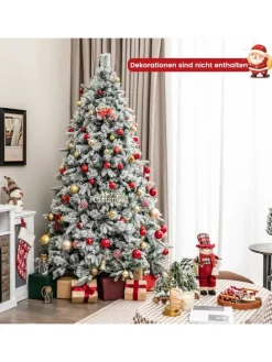 210 cm Künstlicher Weihnachtsbaum mit Schnee und Beleuchtung in Grün