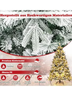 210 cm Künstlicher Weihnachtsbaum mit Schnee und Beleuchtung in Grün