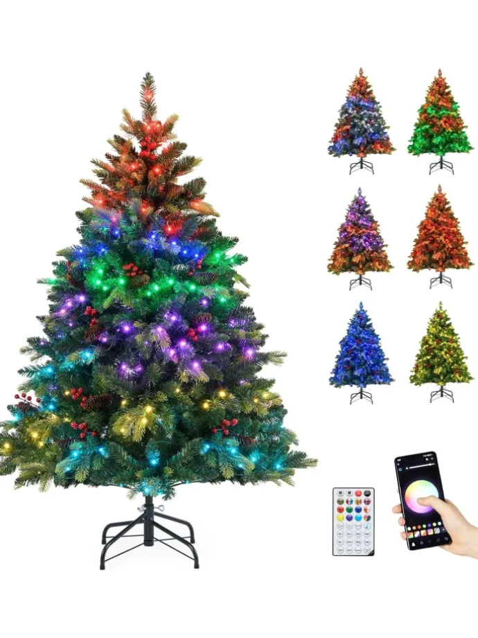 150 cm Künstlicher Weihnachtsbaum mit Beleuchtung in Grün