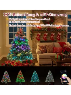 150 cm Künstlicher Weihnachtsbaum mit Beleuchtung in Grün