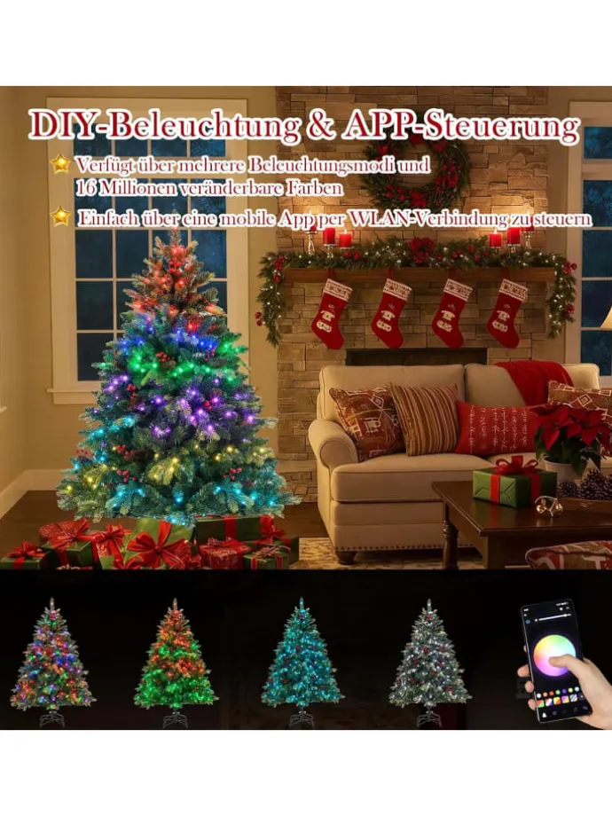 150 cm Künstlicher Weihnachtsbaum mit Beleuchtung in Grün