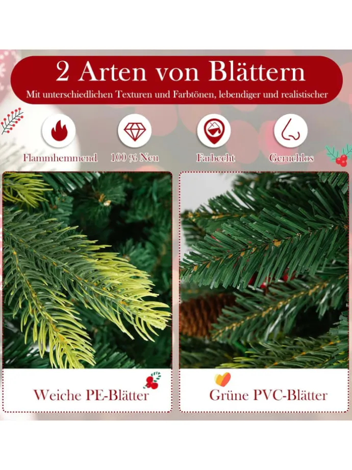 150 cm Künstlicher Weihnachtsbaum mit Beleuchtung in Grün
