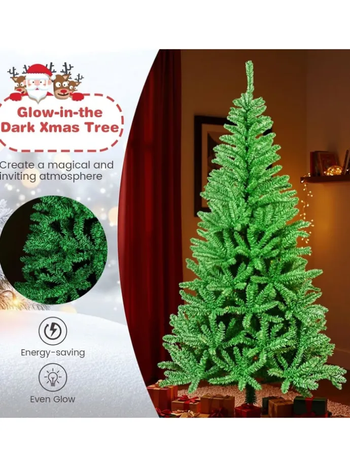 180 cm Künstlicher Weihnachtsbaum im Dunkeln Leuchtend in Grün