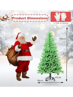 180 cm Künstlicher Weihnachtsbaum im Dunkeln Leuchtend in Grün