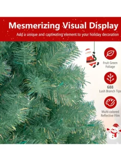 180 cm Künstlicher Weihnachtsbaum mit Beleuchtung in Bunt