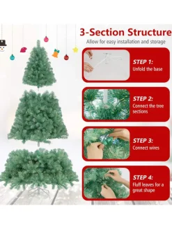 180 cm Künstlicher Weihnachtsbaum mit Beleuchtung in Bunt