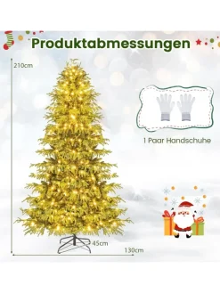 210 cm Künstlicher Weihnachtsbaum mit Beleuchtung in Grün