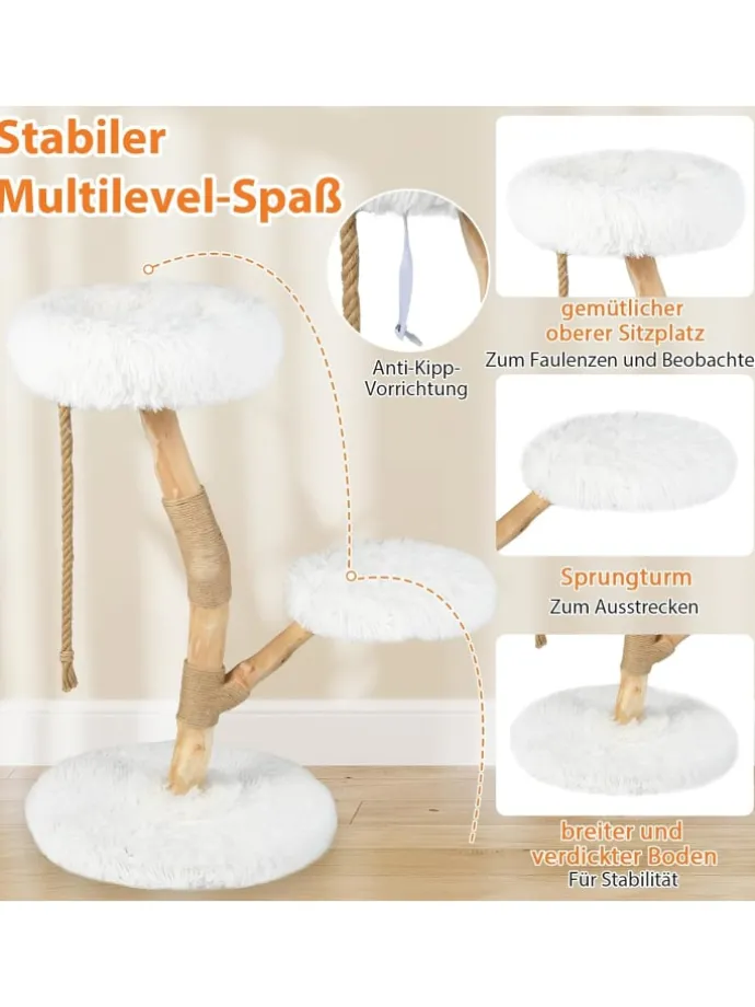 90 cm Kratzbaum Holz in Weiß