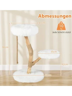90 cm Kratzbaum Holz in Weiß