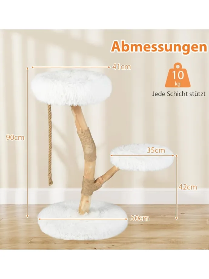 90 cm Kratzbaum Holz in Weiß