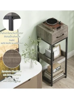 3 Etagen Pflanzenständer mit Schublade in Grau