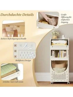 4 Etagen Wäschekorbwagen in Beige