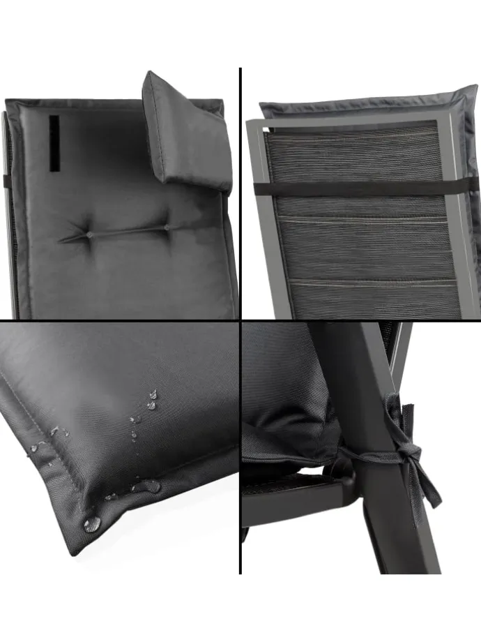 4 Hochlehner Stuhlauflagen Sitzpolster in Anthrazit