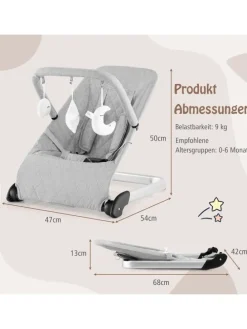 2 in 1 Babywippe klappbar in Grau
