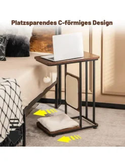 4 in 1 Beistelltisch mit Sisal-Kratzbrett in Braun