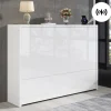 2 in 1 Faltbarer Sideboard mit Rollen & Wireless Charger, Weiß