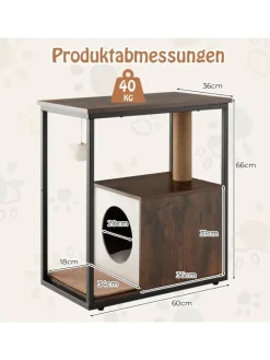 3 in 1 Katzenhaus Beistelltisch in Braun