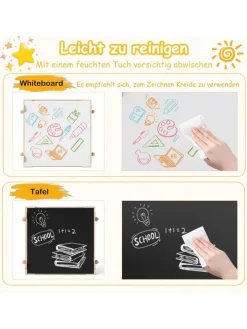 4 in 1 Kindertisch mit 2 Stühlen in Hellbraun