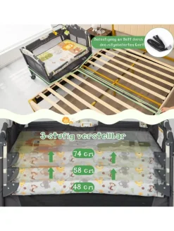 4 in 1 Reisebett in Anthrazit