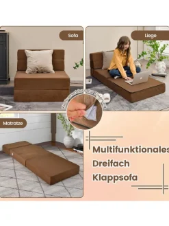 3 in 1 Schlafsofa in Braun