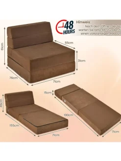 3 in 1 Schlafsofa in Braun