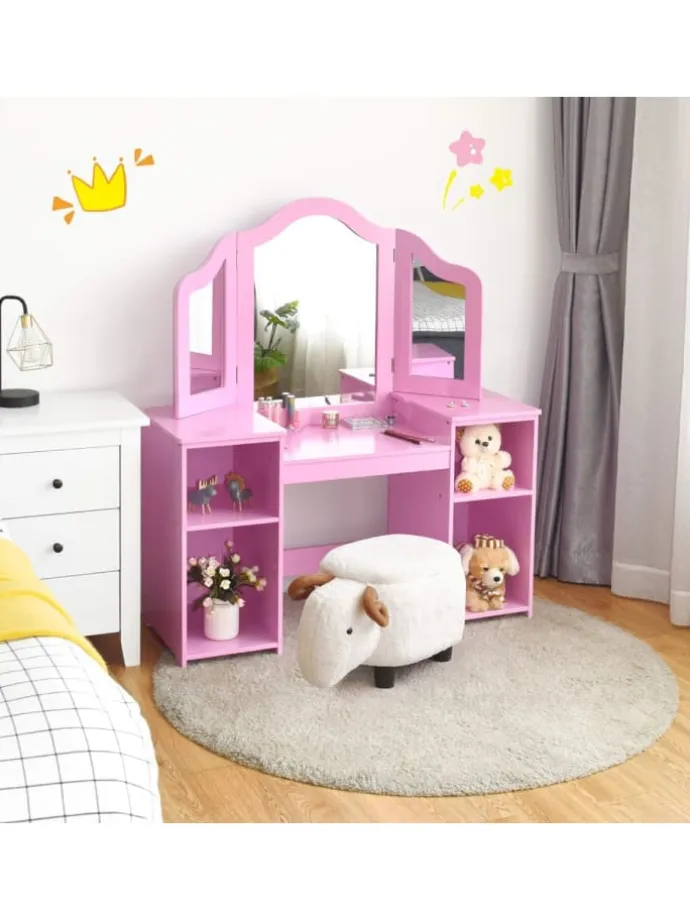 2 in 1 Schminktisch in Rosa