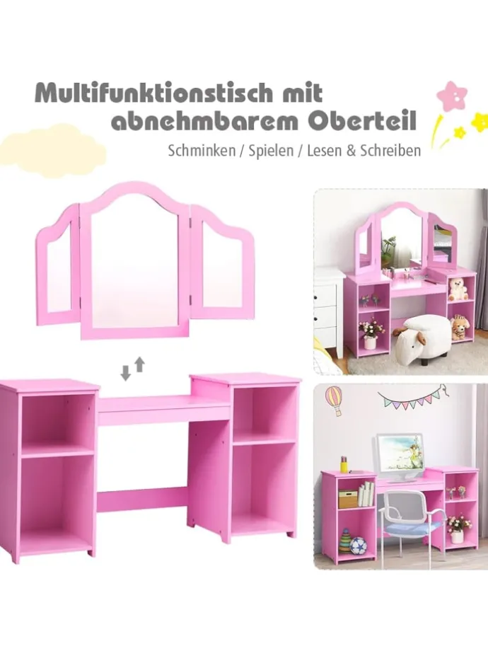 2 in 1 Schminktisch in Rosa