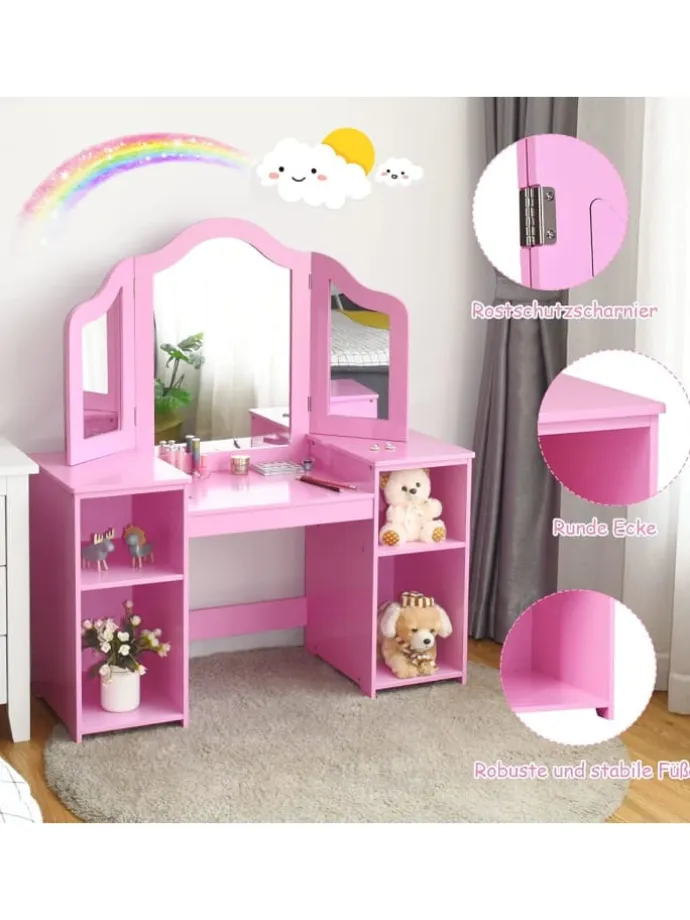 2 in 1 Schminktisch in Rosa