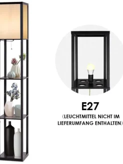 2 in 1 Standleuchte Regal 160cm in Schwarz