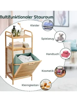 40 L Badregal mit Wäschekorb in Grün