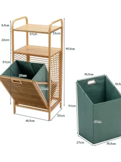 40 L Badregal mit Wäschekorb in Grün