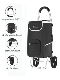 56 L Einkauf Trolley Einkaufswagen Shopping in Schwarz