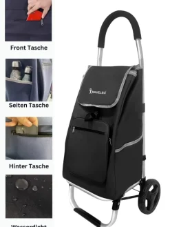 56 L Einkauf Trolley Einkaufswagen Shopping in Schwarz