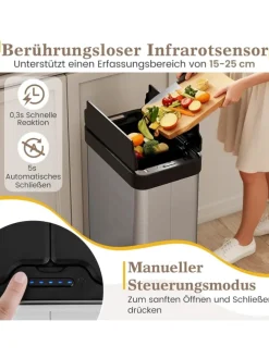 60 L Mülleimer Küche Edelstahl in Silber