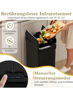 60 L Mülleimer Küche Edelstahl in Schwarz