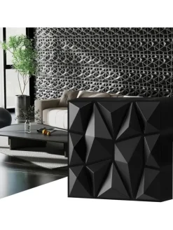 50 Stück 3D Wandpaneele Diamant 30x30cm in Schwarz