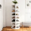 7 stufiges Schuhregal mit 360° Drehfunktion in Weiß, 60 × 60 × 161cm