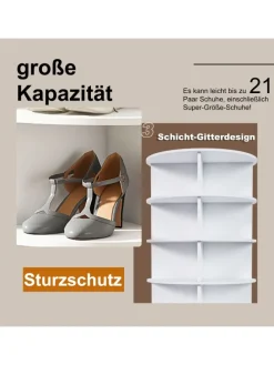 7 stufiges Schuhregal mit 360° Drehfunktion in Weiß, 60 × 60 × 161cm