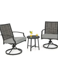 3 tlg. Balkonmöbel Set mit Drehfunktion in Grau
