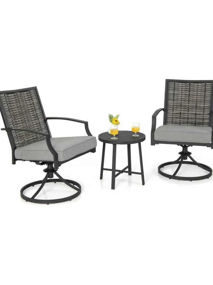 3 tlg. Balkonmöbel Set mit Drehfunktion in Grau
