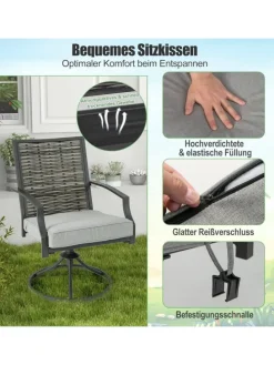 3 tlg. Balkonmöbel Set mit Drehfunktion in Grau