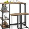 3 tlg. Bartisch mit Barhocker Set in Braun