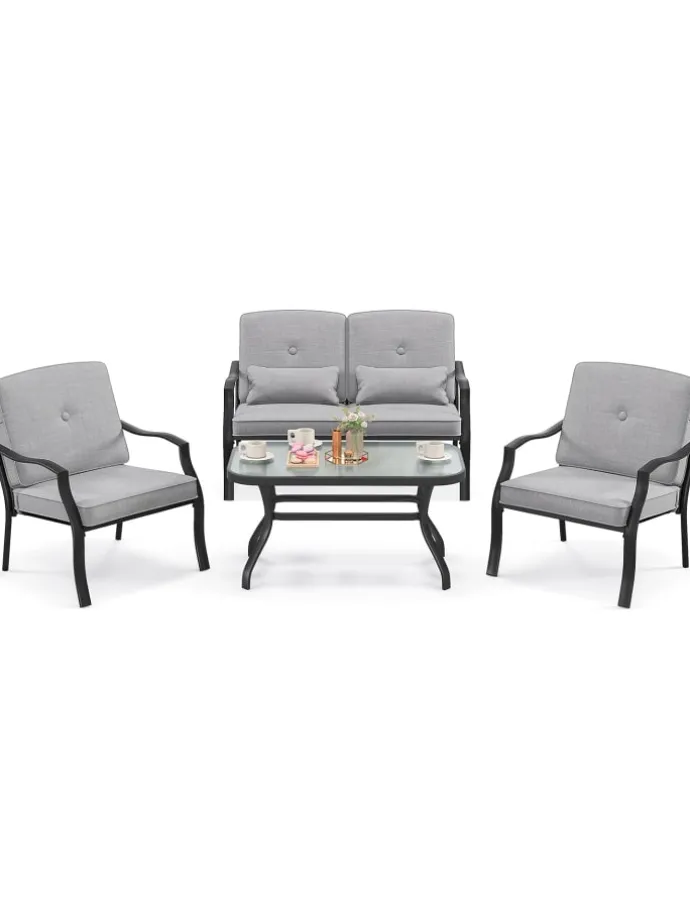 4 tlg. Gartenmöbel Set in Grau