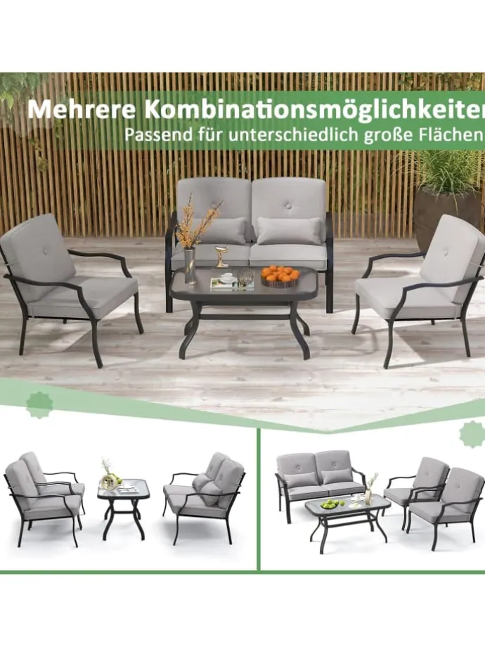 4 tlg. Gartenmöbel Set in Grau